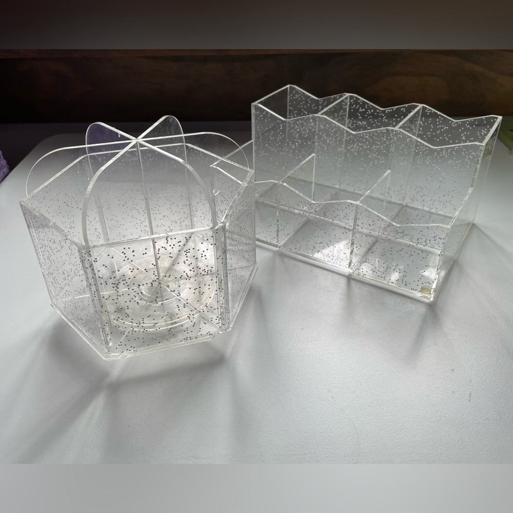 Two Piece Clear Glitter Organizer Set